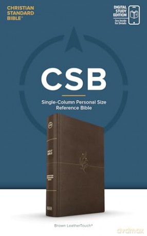 CSB Single-Column Personal Size Bible, Digital Study Edition, Brown LeatherTouch - CSB Bibles by Holman [KSIĄŻKA]