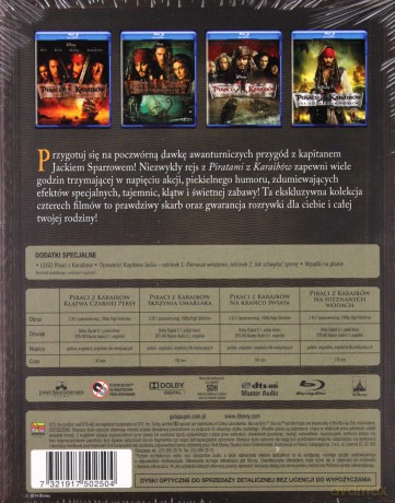 Piraci z Karaibów Pakiet filmów 1-4 [BOX] [4Blu-Ray] 