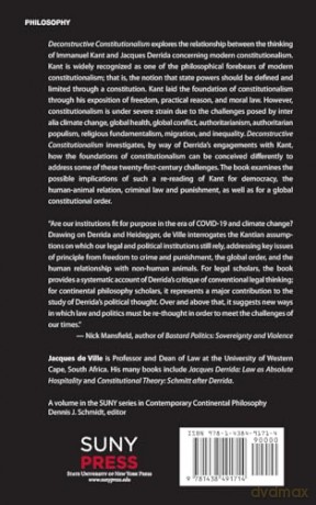 Deconstructive Constitutionalism: Derrida Reading Kant (SUNY series in Contemporary Continental Philosophy) - Jacques de Ville [KSIĄŻKA]