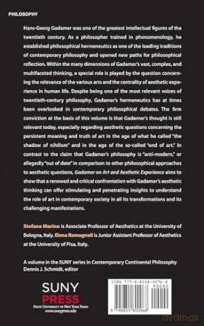 Gadamer on Art and Aesthetic Experience: Rethinking Hermeneutical Aesthetics Today (SUNY series in Contemporary Continental Philosophy) - Stefano Marino [KSIĄŻKA]