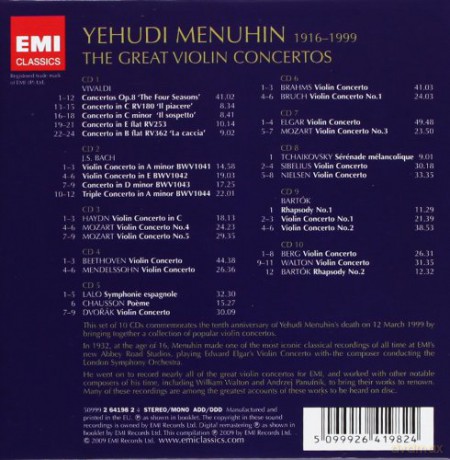 Yehudi Menuhin: The Great Violin Concertos-10th Anniv [10CD]