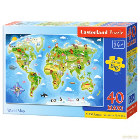 Castor 40 elementów Maxi Mapa Świata [PUZZLE]
