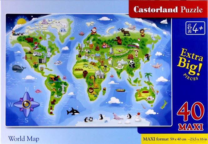 Castor 40 elementów Maxi Mapa Świata [PUZZLE]