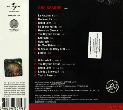 Yello: One Second (Remastered) (digipack) [CD]
