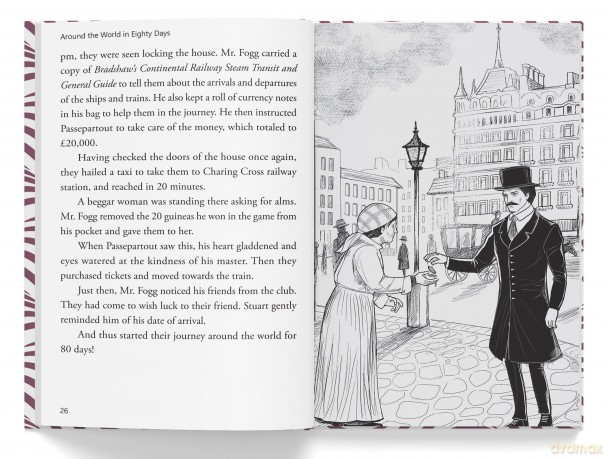Illustrated Classics - Around The World In Eighty Days: Abridged Novels With Review Questions - Jules Gabriel Verne [KSIĄŻKA]