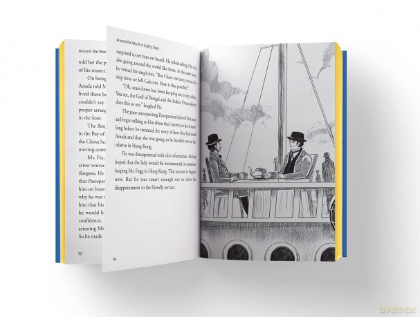 Illustrated Classics - Around The World In Eighty Days: Abridged Novels With Review Questions - Jules Gabriel Verne [KSIĄŻKA]