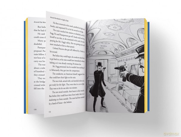 Illustrated Classics - Around The World In Eighty Days: Abridged Novels With Review Questions - Jules Gabriel Verne [KSIĄŻKA]