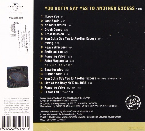 Yello: You Gotta Say Yes To Another Excess (digipack) (Remastered) [CD]