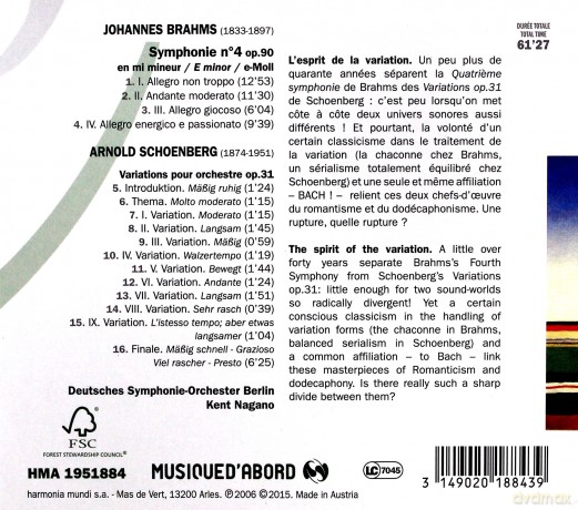 Deutsches Symphonie-Orchester Berlin: Brahms: Symphony No.4; Schoenberg: Variations Op.31 [CD]