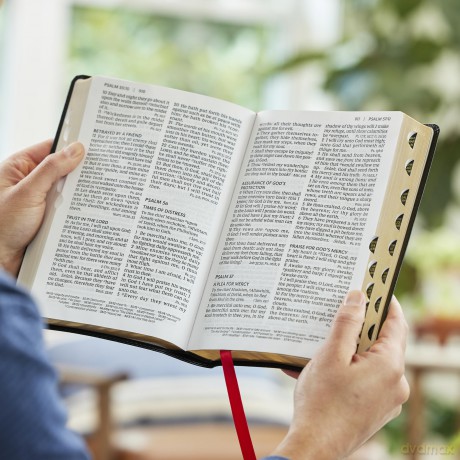 KJV Giant Print End-of-Verse Reference Bible, Black Leathersoft, Red Letter, Comfort Print (Thumb Indexed) - Thomas Nelson [KSIĄŻKA]