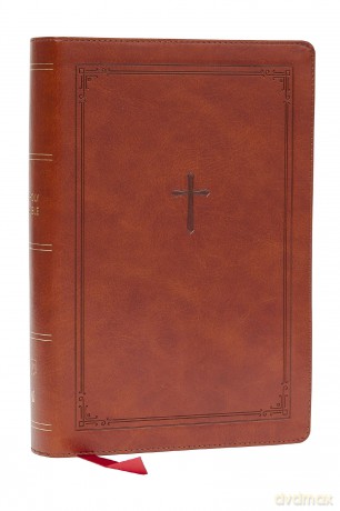 KJV Giant Print End-of-Verse Reference Bible, Brown Leathersoft, Red Letter, Comfort Print - Thomas Nelson [KSIĄŻKA]
