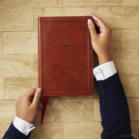 KJV Giant Print End-of-Verse Reference Bible, Brown Leathersoft, Red Letter, Comfort Print - Thomas Nelson [KSIĄŻKA]