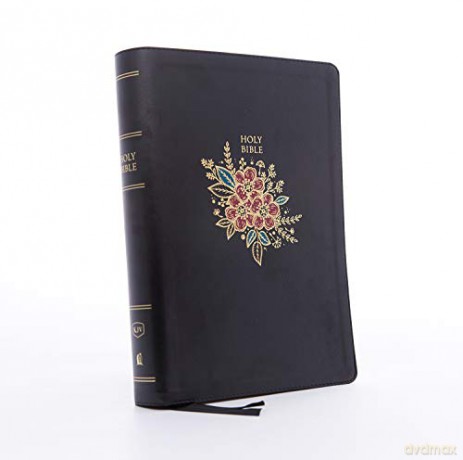 KJV Holy Bible: Super Giant Print with 43,000 Cross References, Deluxe Black Floral Leathersoft, Red Letter, Comfort Print: King James Version - Thomas Nelson [KSIĄŻKA]