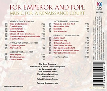 The Song Company: For Emperor And Pope: Music For A Renaissance Court [CD]