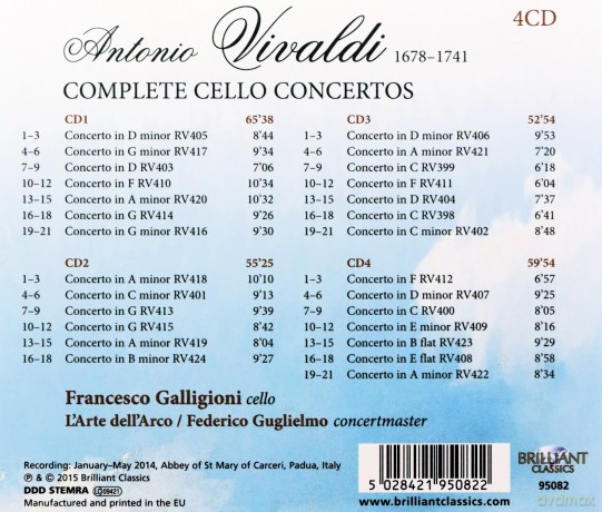 Francesco Galligioni: Vivaldi: Complete Cello Concertos [4CD]