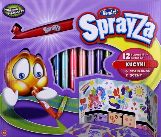 SprayZa - Zestaw 12 Flamastrów + szablony kucyki [ZABAWKA]
