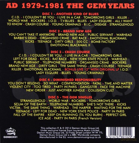 U.K. Subs: AD 1979 - 1981 The Gem Years [BOX] [5CD]