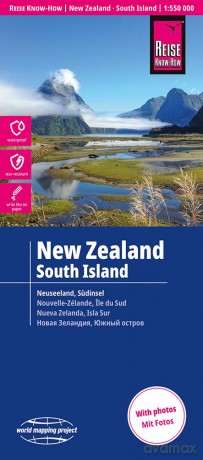 New Zealand South Island Map (1:550.000): Rain - tear and water resistant (world mapping project) - Reise Know-How [KSIĄŻKA]