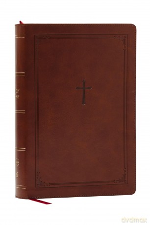 NKJV Giant Print End-of-Verse Reference Bible, Brown Leathersoft, Red Letter, Comfort Print: Holy Bible - Thomas Nelson [KSIĄŻKA]