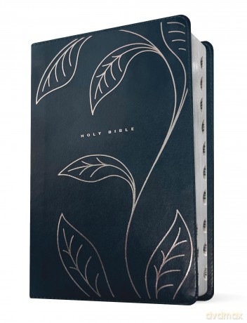 NLT Personal Size Giant Print Bible, Filament Enabled (LeatherLike, Navy Vines, Indexed, Red Letter) - Tyndale House [KSIĄŻKA]
