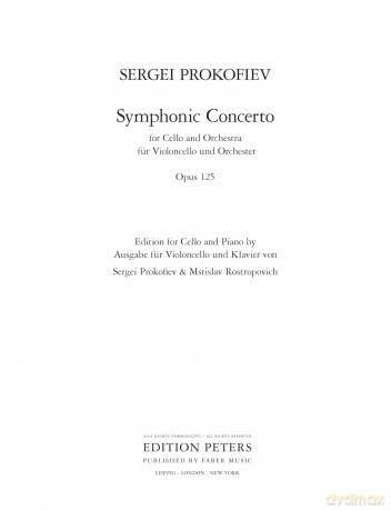 Prokofiev's Symphonic Concerto for Cello and Piano Op. 125 (EP4757) - Sergei Prokofiev [KSIĄŻKA]