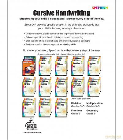 Spectrum Cursive Handwriting, Grades 3 - 5: Volume 108 - Spectrum [KSIĄŻKA]