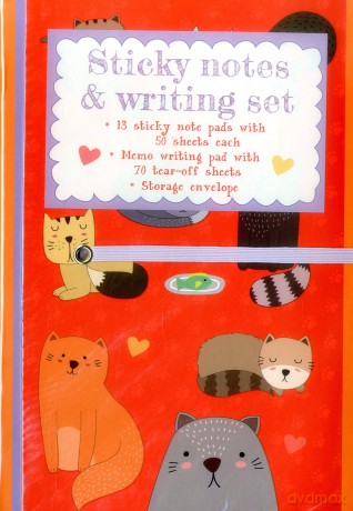 Sticky Notes and Writing Set: Cute Cats: Charming stationery wallet containing notes, stickies and envelope on a cute cat theme - Press Peony [KSIĄŻKA]