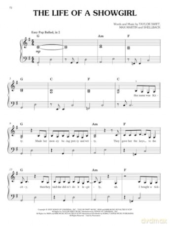 Taylor Swift - The Life Of A Showgirl - Easy Piano. - Taylor Swift [KSIĄŻKA]