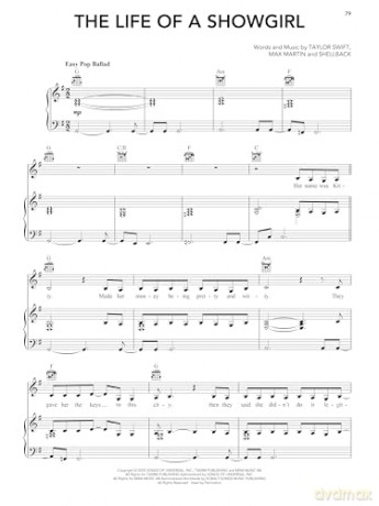 Taylor Swift - The Life of a Showgirl. Piano, Vocal And Guitar. - Taylor Swift [KSIĄŻKA]
