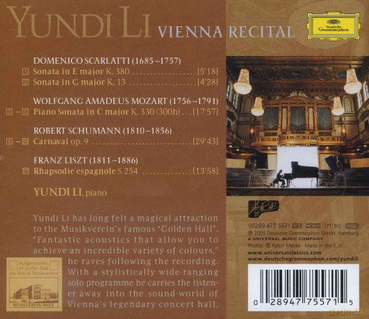 Yundi Li: Vienna Recital(Mozart,Schumann,Liszt) [CD]