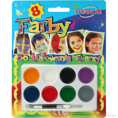 TITANUM Farby Do Malowania Twarzy 8 Kolorów [ZABAWKA]