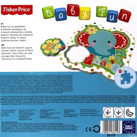 TREFL 8 EL Baby Fun, Słonik [PUZZLE]