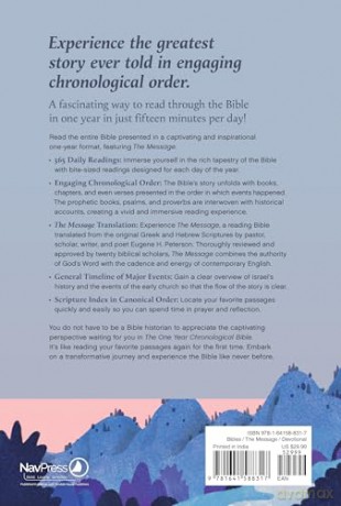 The One Year Chronological Bible The Message, Large Print: The Message, Thinline Edition - Eugene Peterson [KSIĄŻKA]