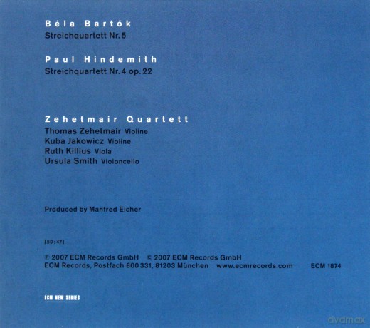 Zehetmair Quartett: Bartok No.5, Hindemith No.4 [CD]