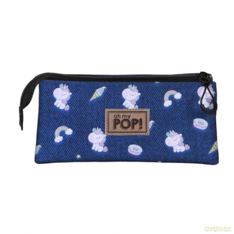 Oh My Pop! Triple Pencil case Sweety Dark Blue
