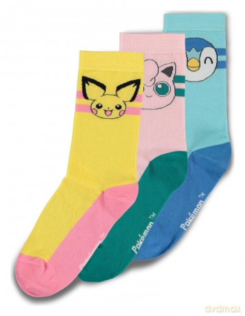 Pokemon Socks 3-Pack Crew 35-38