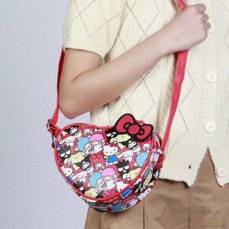 Sanrio Casual Heart Crossbody Bag Hello Kitty Friends Multicolour