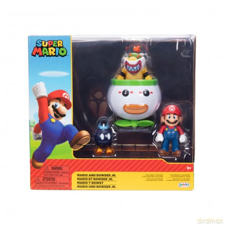 World of Nintendo Mini Figure 2-Pack Mario and Bowser Jr. Clown Car 6 cm