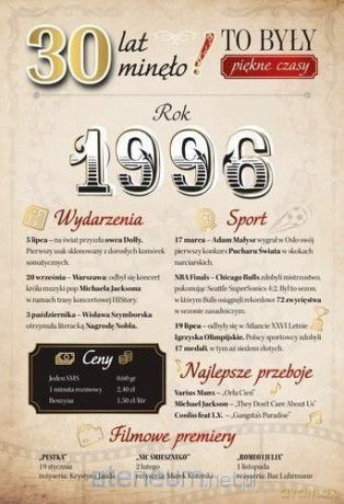 Karnet Urodziny 30