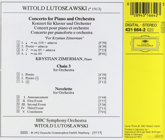 Zimerman,Lutosławski,Bbc Symph.Orch.: Lutosławski-Piano Concerto [CD]