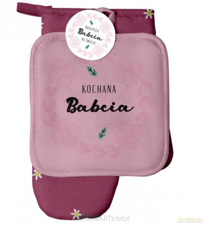 Zestaw rękawica kuchenna + łapka Kochana Babcia