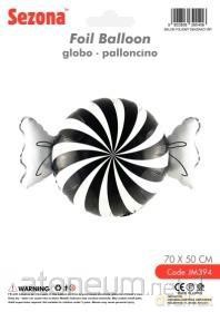 Balon Cukierek czarno-biały 70x50cm