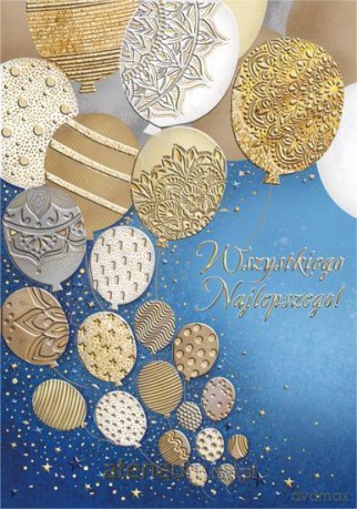 Karnet A5 Urodziny - Złote balony