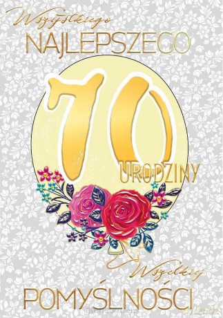 Karnet A5 Urodziny 70 - Balon glamour