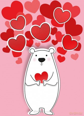 Karnet B6 Walentynki - Biały miś