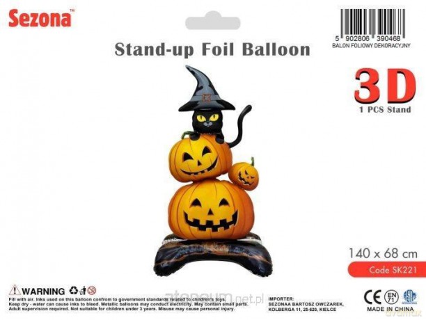 Balon Halloween Dynie i kot 140x68cm