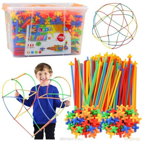 Klocki konstrukcyjne słomki 3D w kuferku 1000el [KLOCKI]