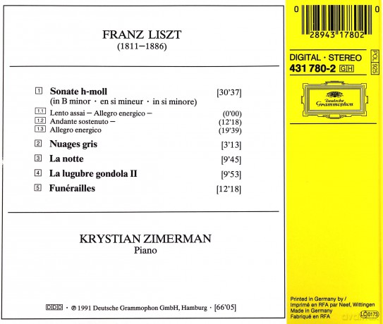 Krystian Zimerman: Liszt: Piano Sonata [CD]