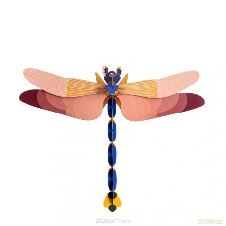 Model kartonowy 3D Wall Art - Pink Dragonfly [PUZZLE]