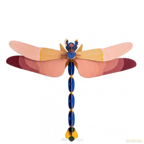Model kartonowy 3D Wall Art - Pink Dragonfly [PUZZLE]